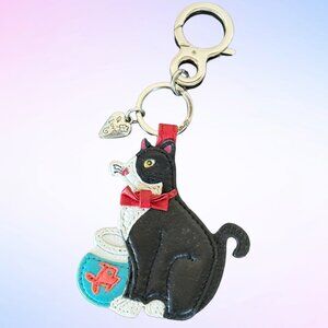 BRIGHTON CLEO CAT LEATHER KEYCHAIN